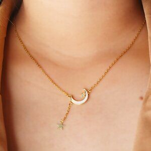 Stainless Steel Moonlight Pendant Necklace - Celestial Charm